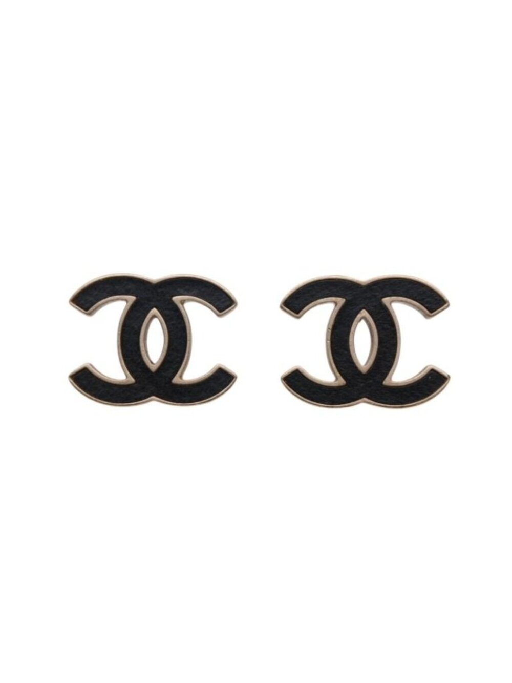 Chanel CC Logo Earrings Gold Black